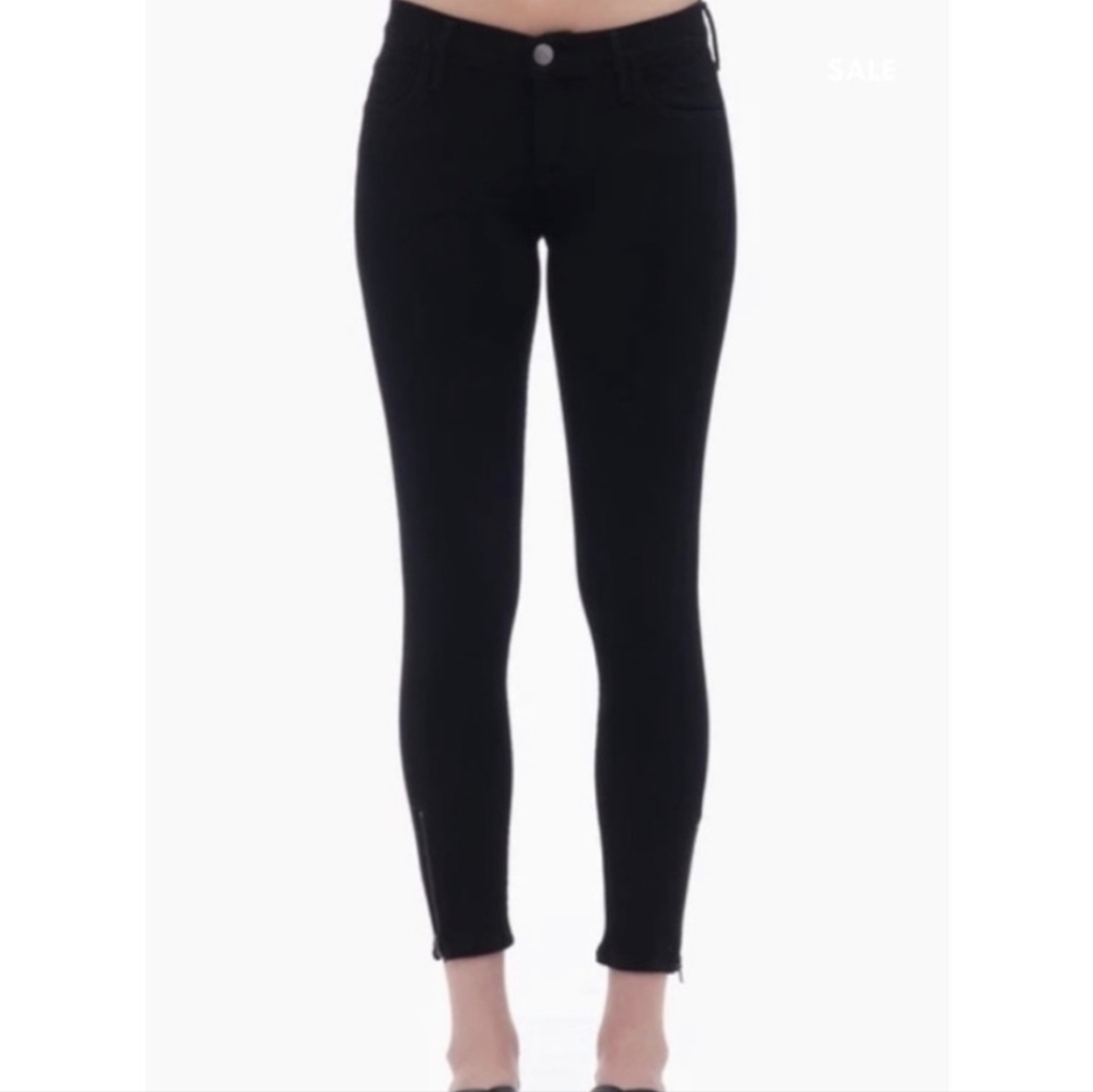 NWOT Goldsign Marcie Skinny Ankle Zipper Jeans 27 Black Stretch